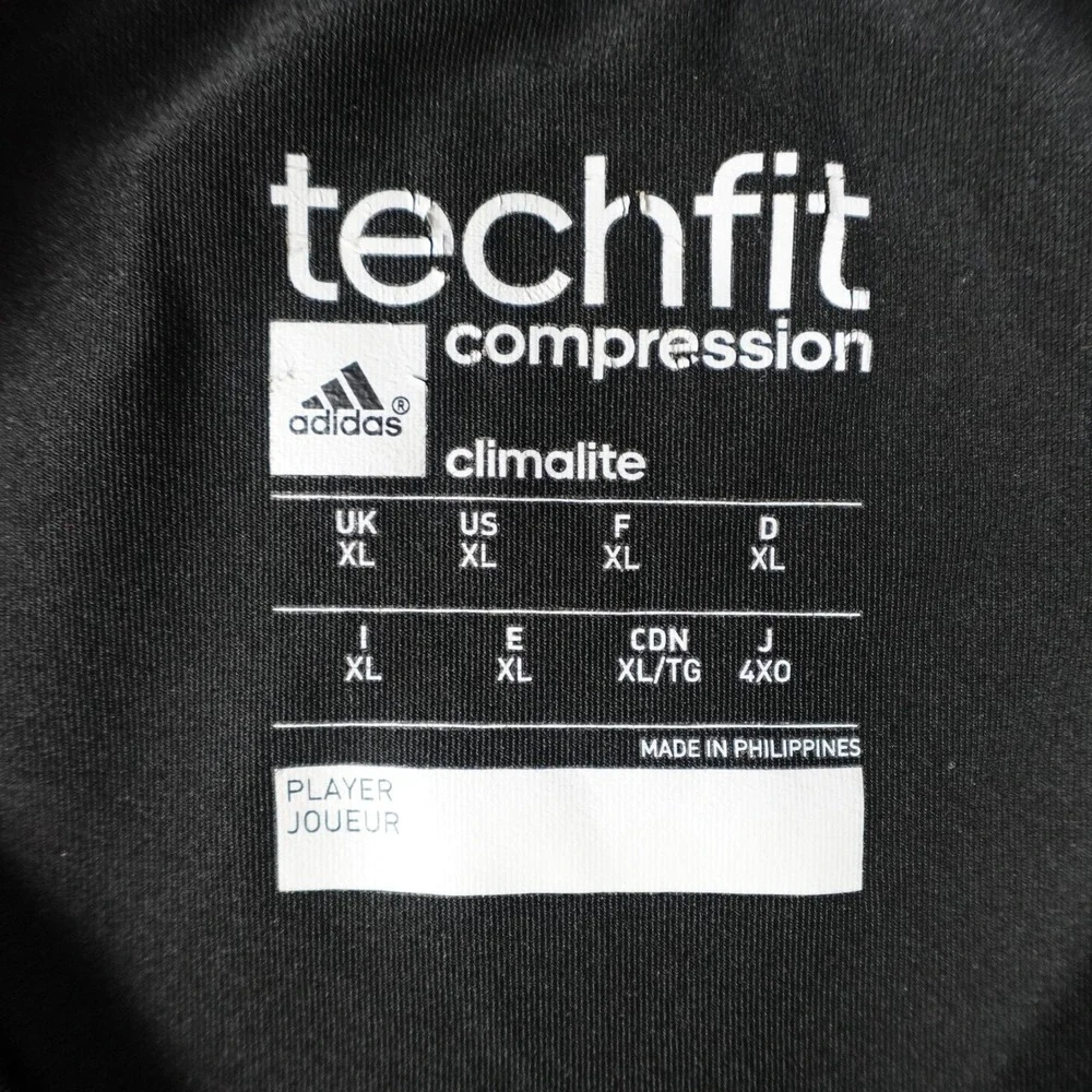Adidas Shirt Mens Extra Large Black Techfit Compression Climalite D82086
